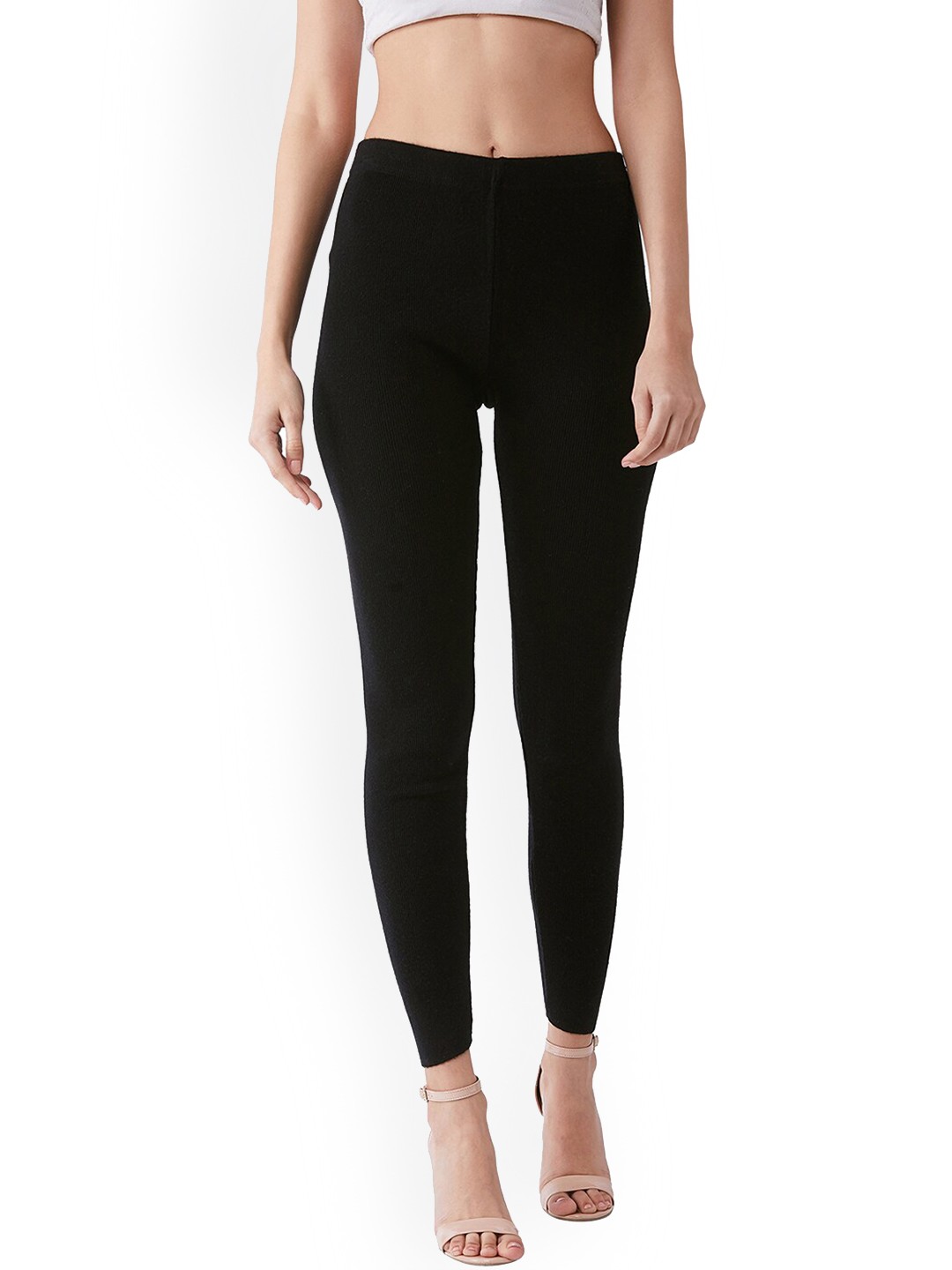 

RVK Women Black Solid Slim fit Ankle-Length Leggings