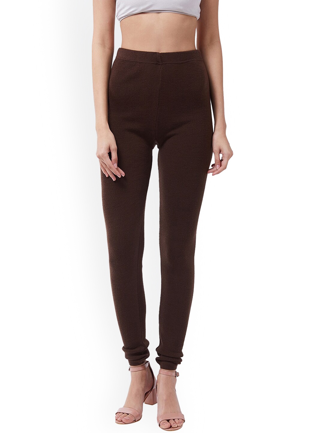 

RVK Women Coffee Brown Solid Slim fit Churidar leggings