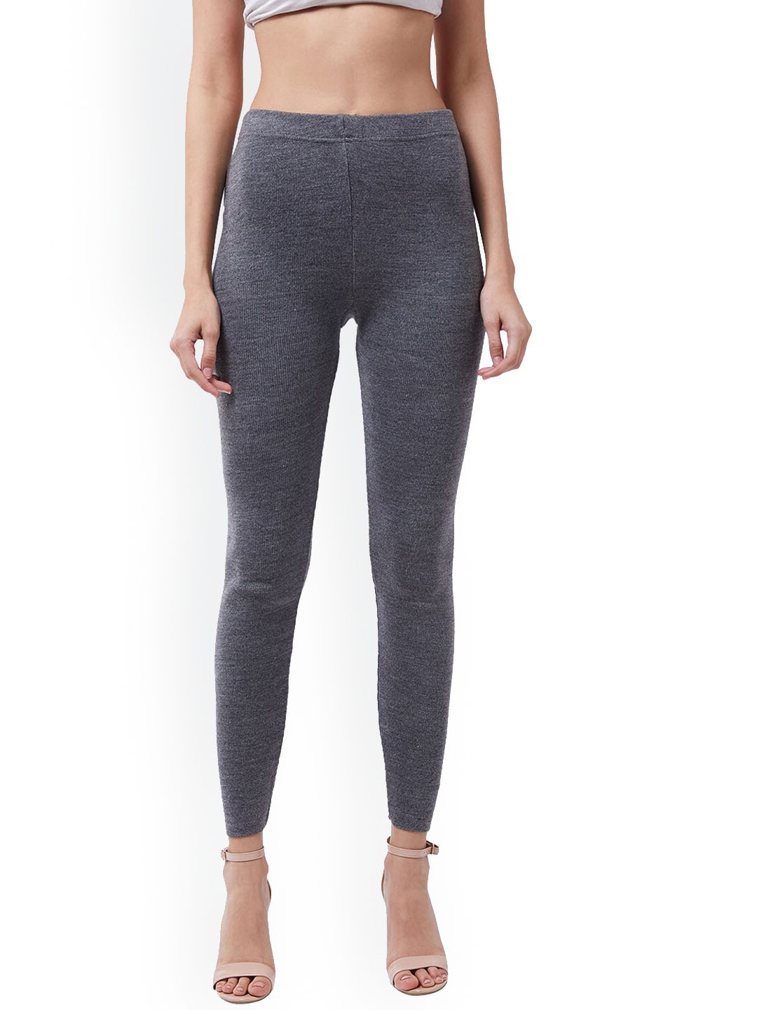 

RVK Women Grey Solid Slim-Fit Churidar leggings