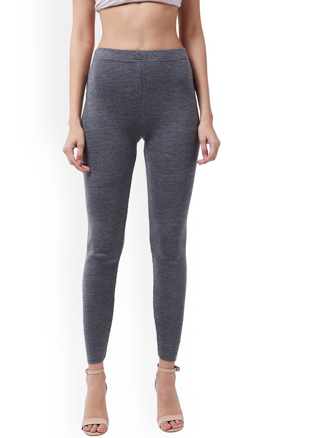 

RVK Women Grey Solid Slim-Fit Churidar leggings