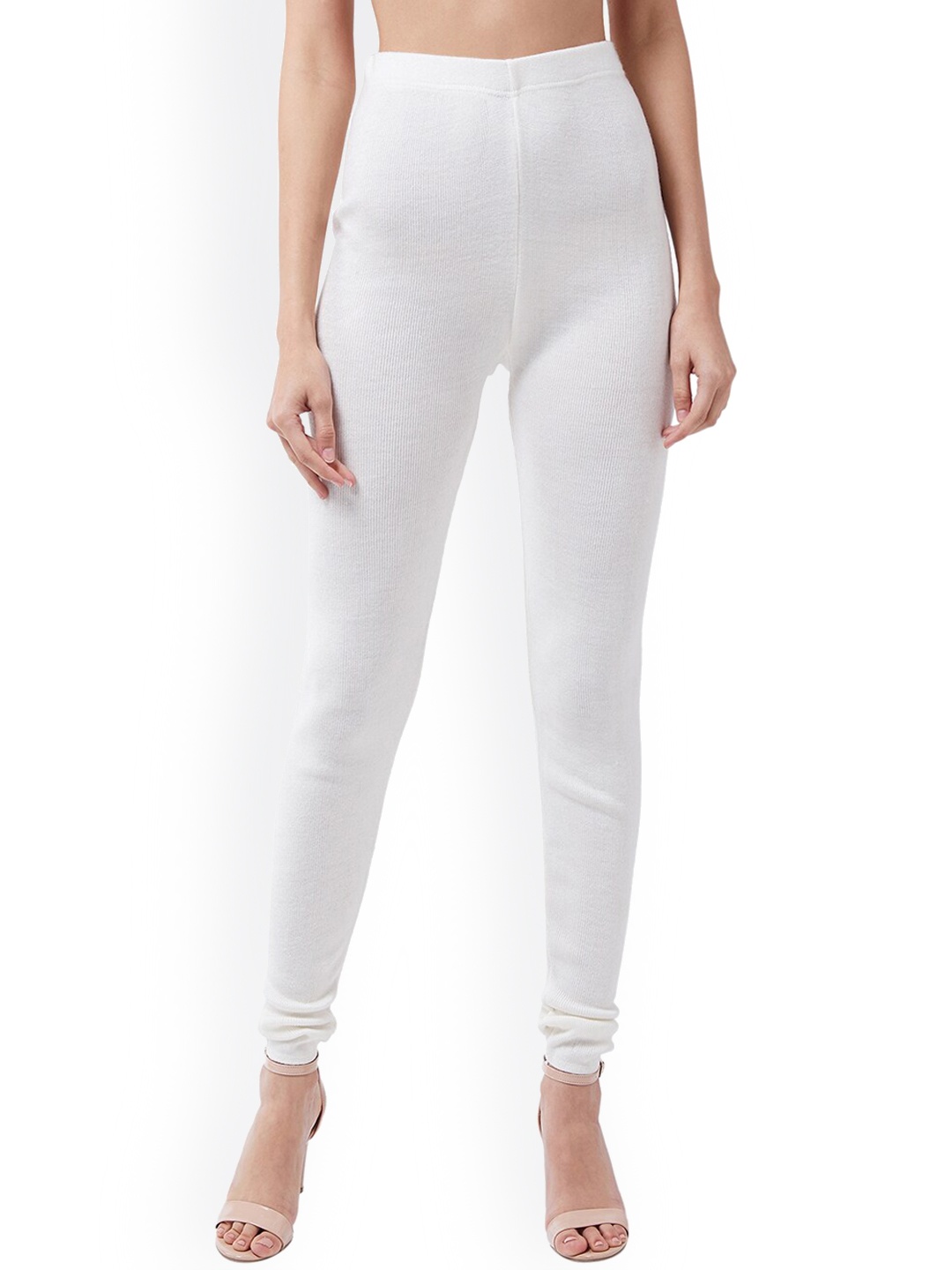 

RVK Women Off White Solid Slim-Fit Churidar leggings