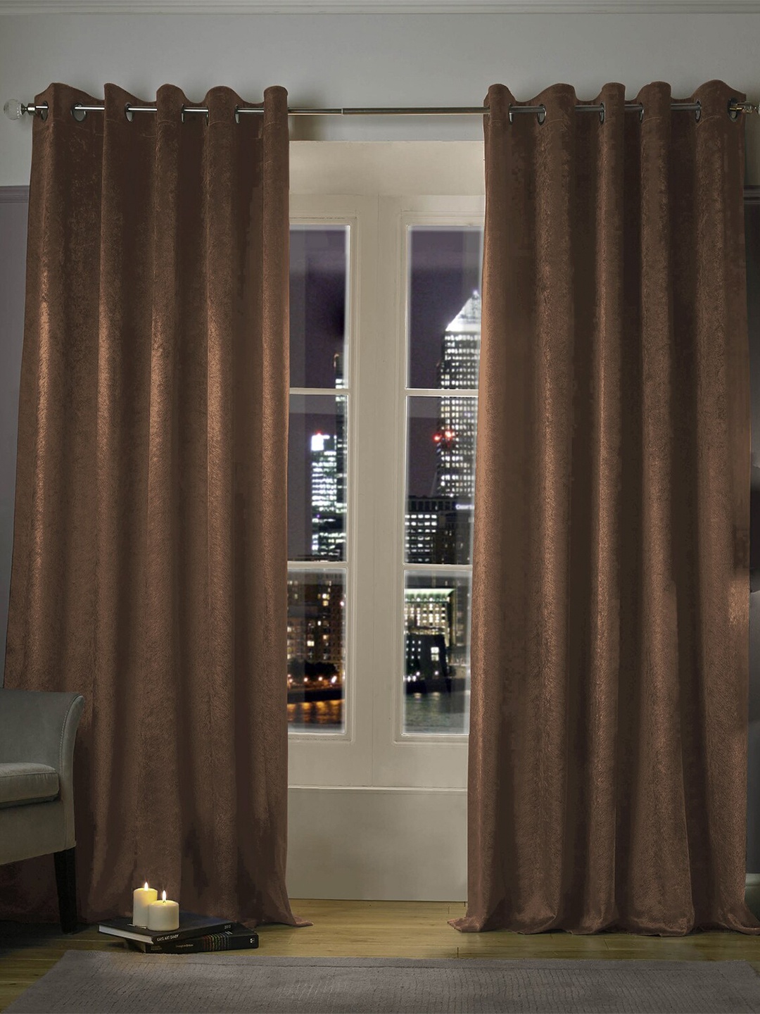 

Home Crayons Set of 2 Window Curtain, Brown