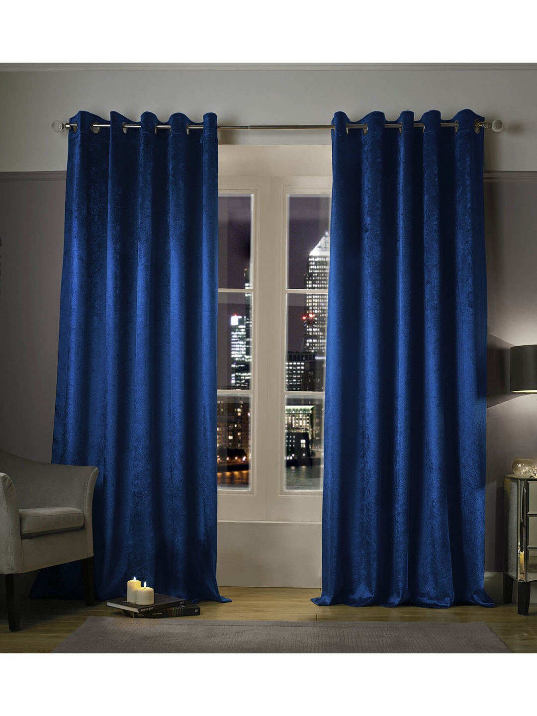 

Home Crayons Navy Blue Set of 2 Window Curtain