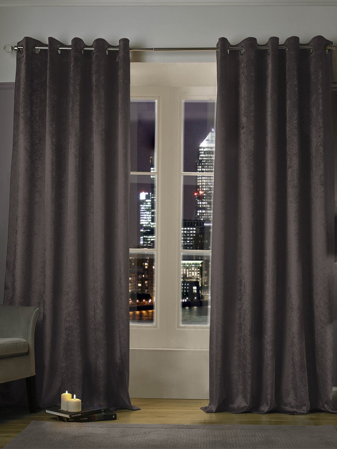 

Home Crayons Set of 2 Window Curtain, Grey