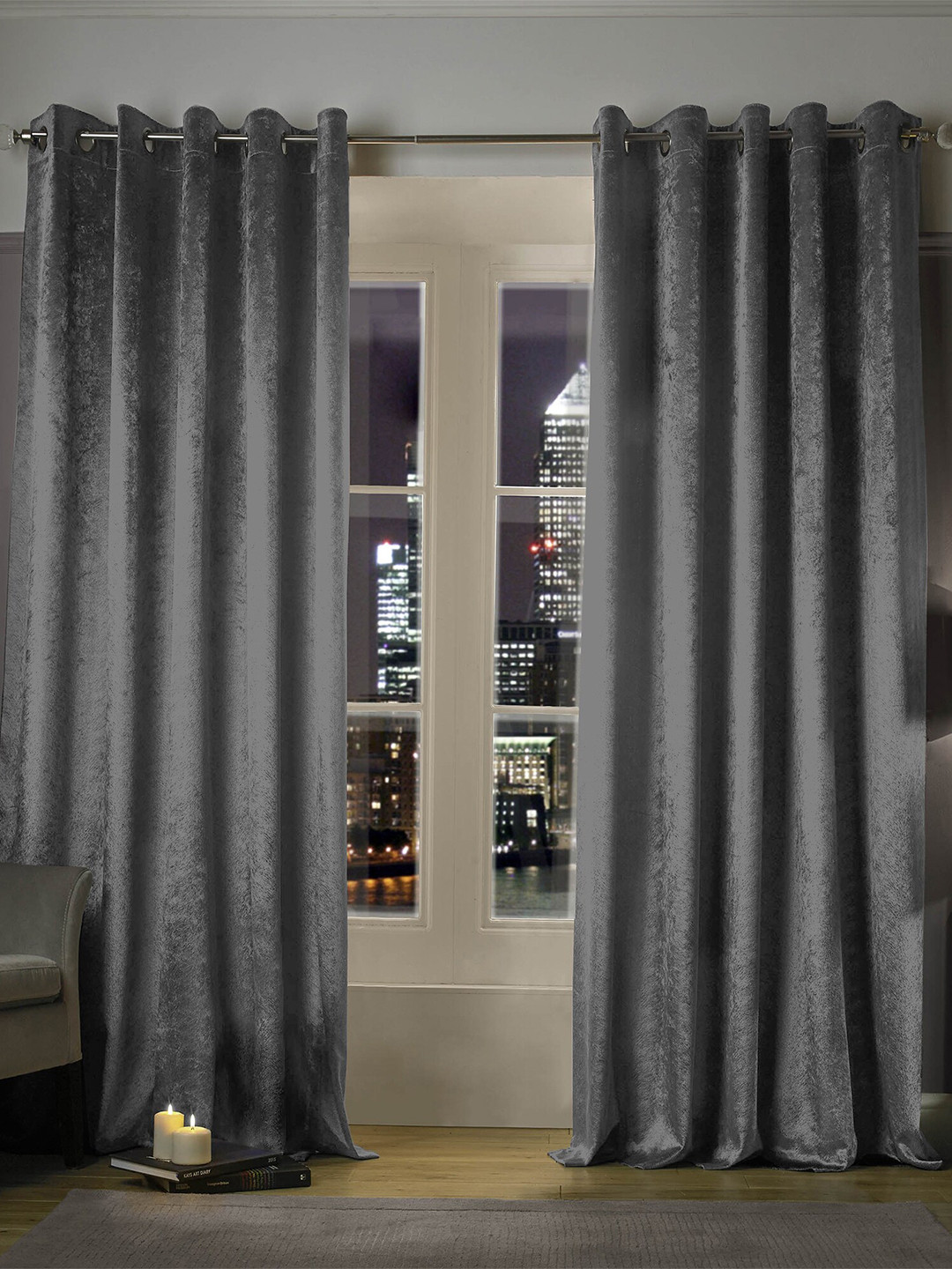 

Home Crayons Grey Set of 2 Window Curtain