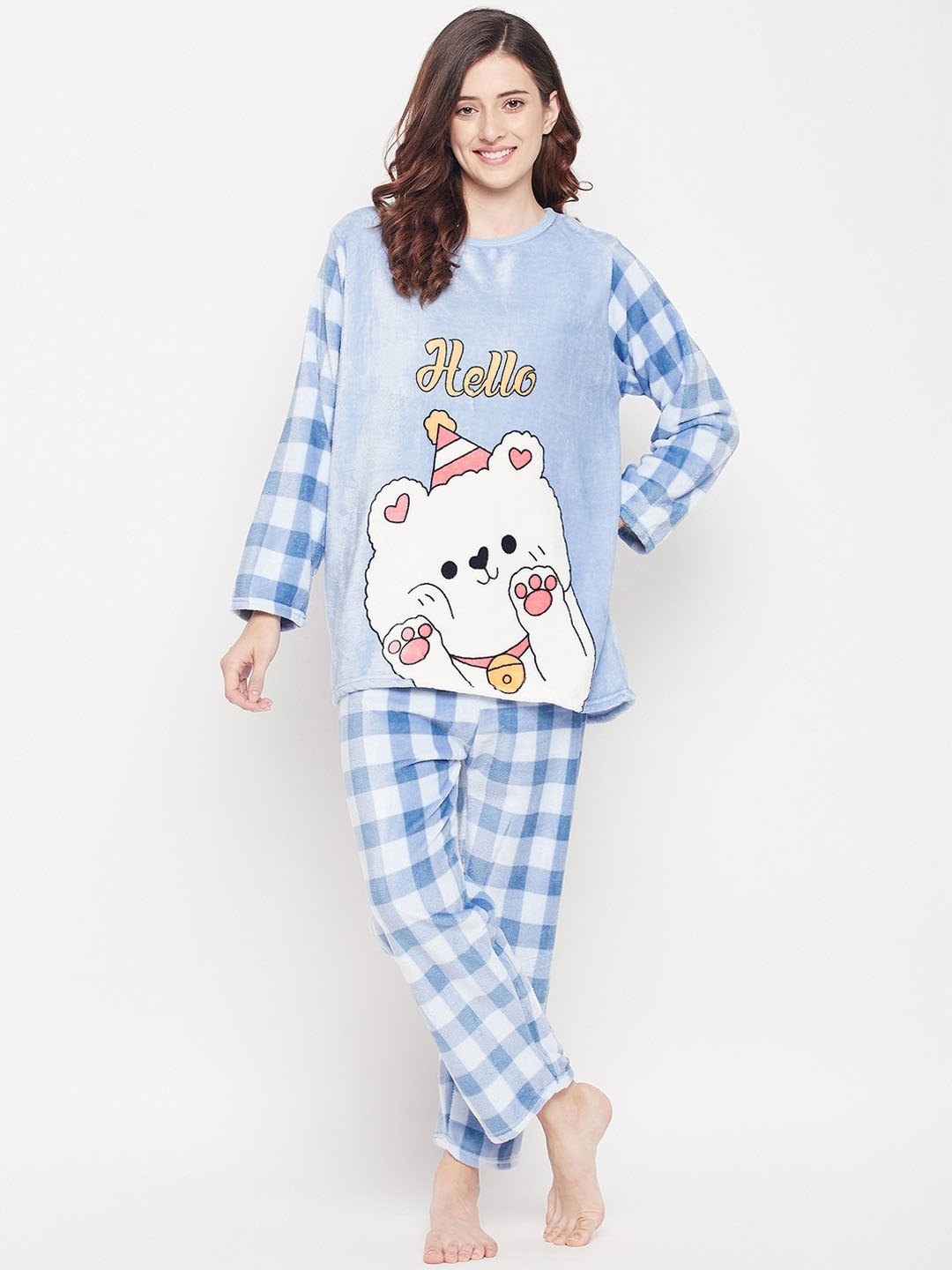 

Camey Women Blue & White Printed Night suit