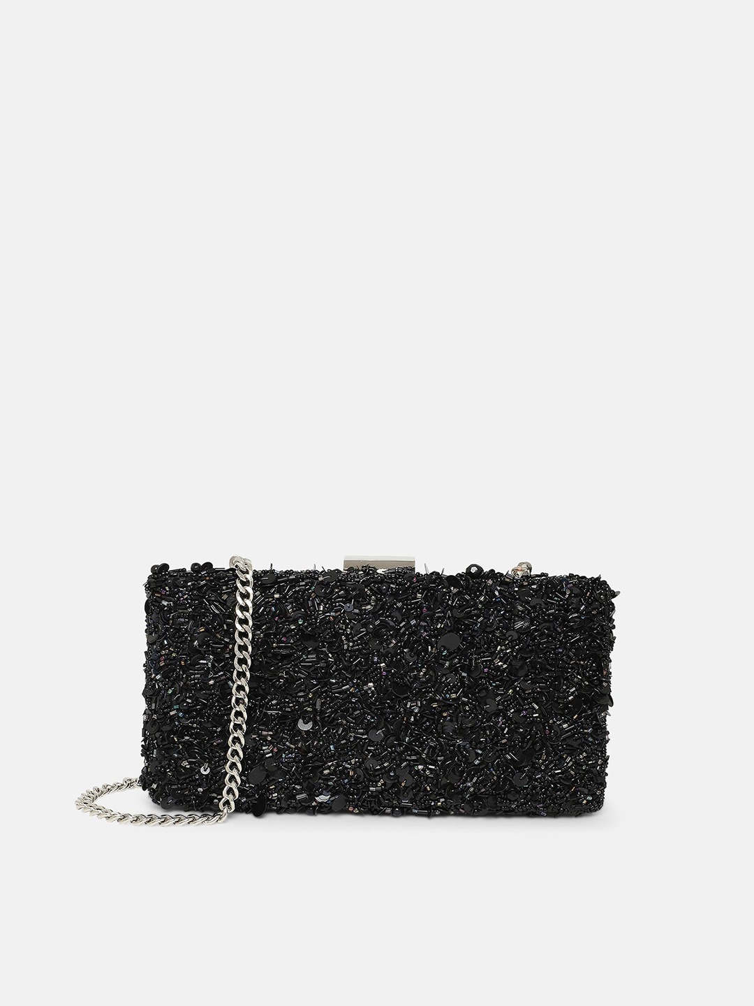 

20Dresses Embellished Beaded Box Clutch, Black