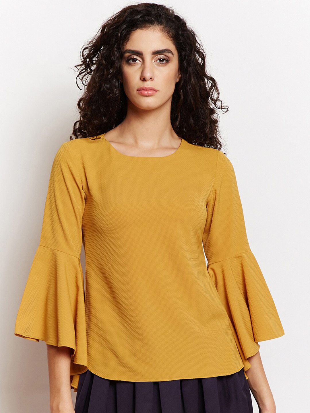 

Be Indi Women Mustard Yellow Crepe Top