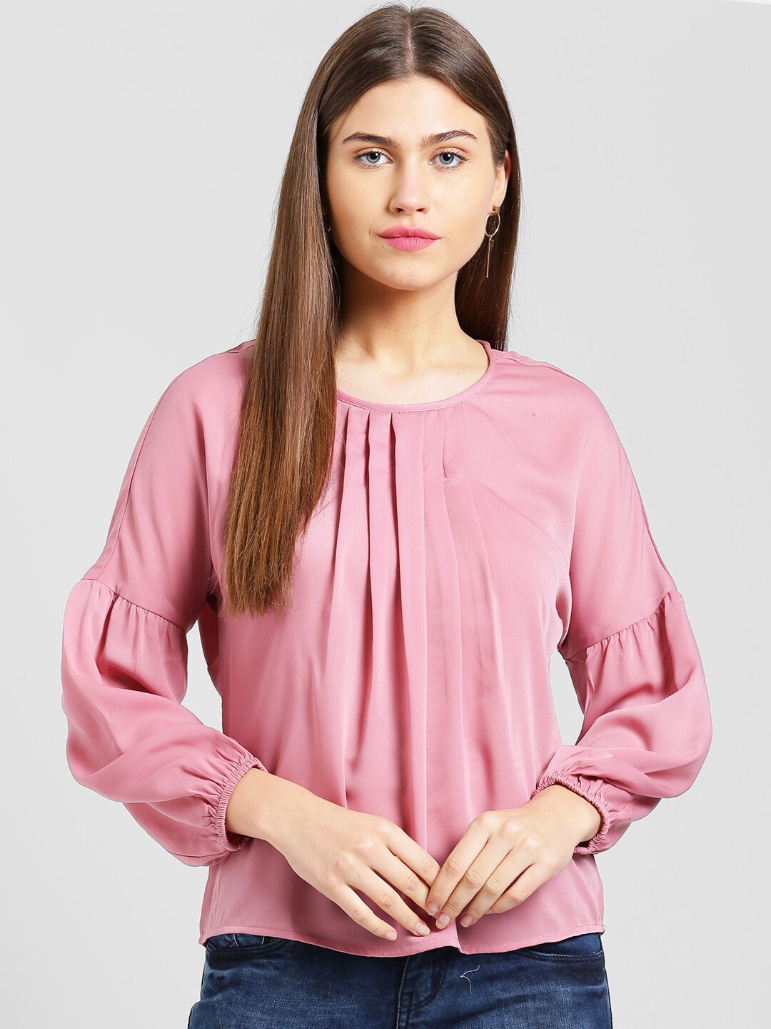 

Be Indi Women Pink Bishop Sleeves Top