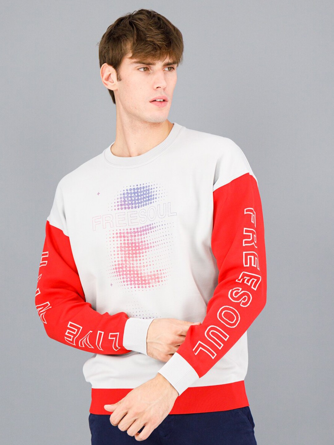 

FREESOUL Men Off White Printed Sweatshirt