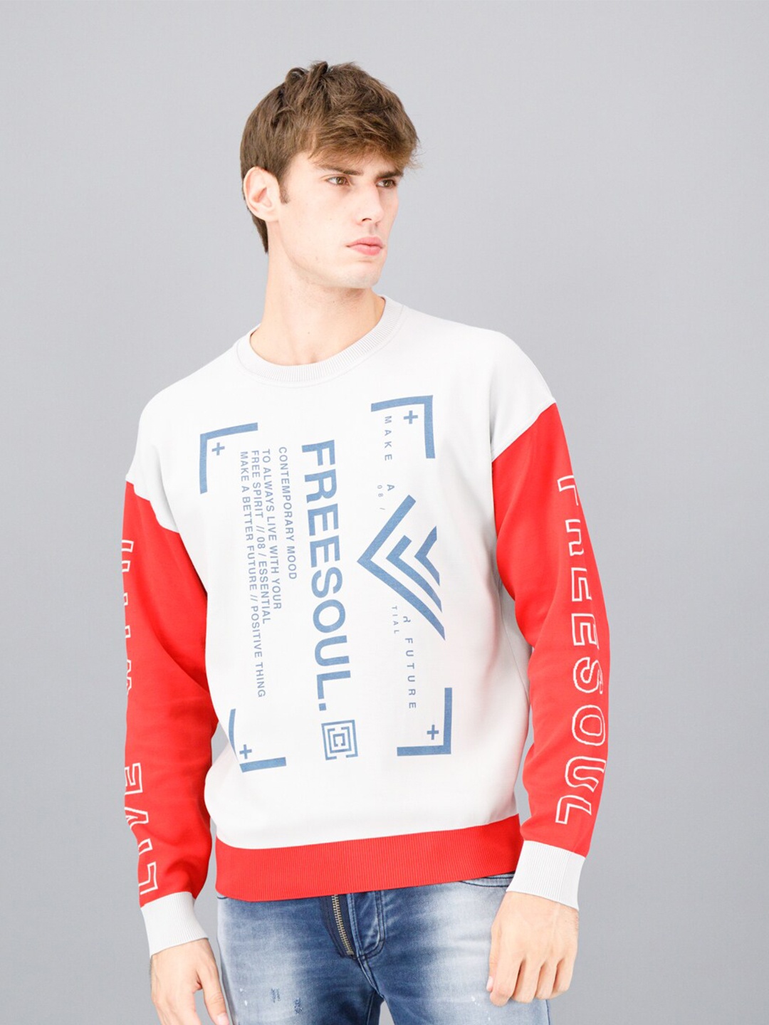 

FREESOUL Men White Printed Sweatshirt