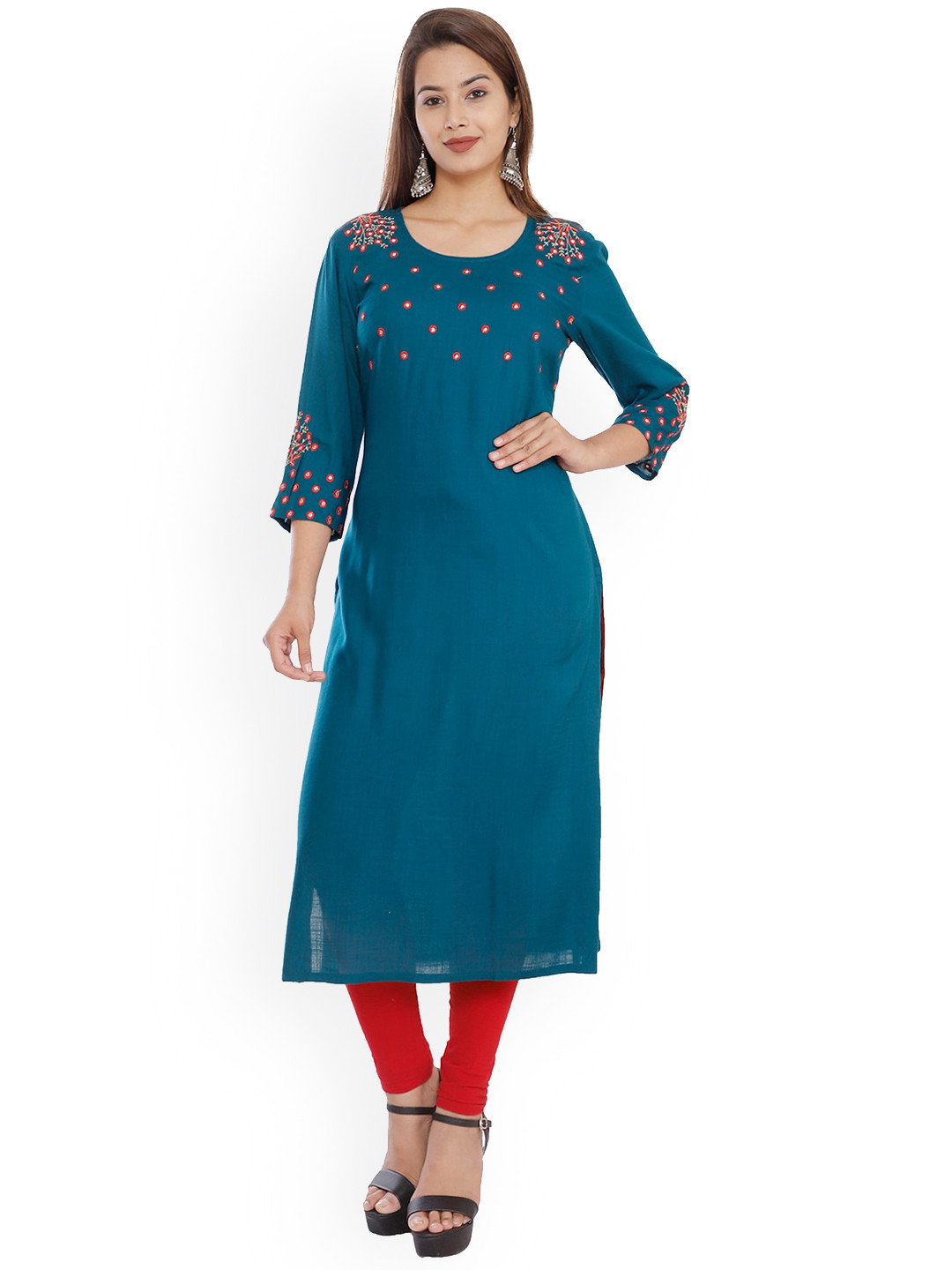 

NITVAN Women Blue Embellished Pastels Kurta