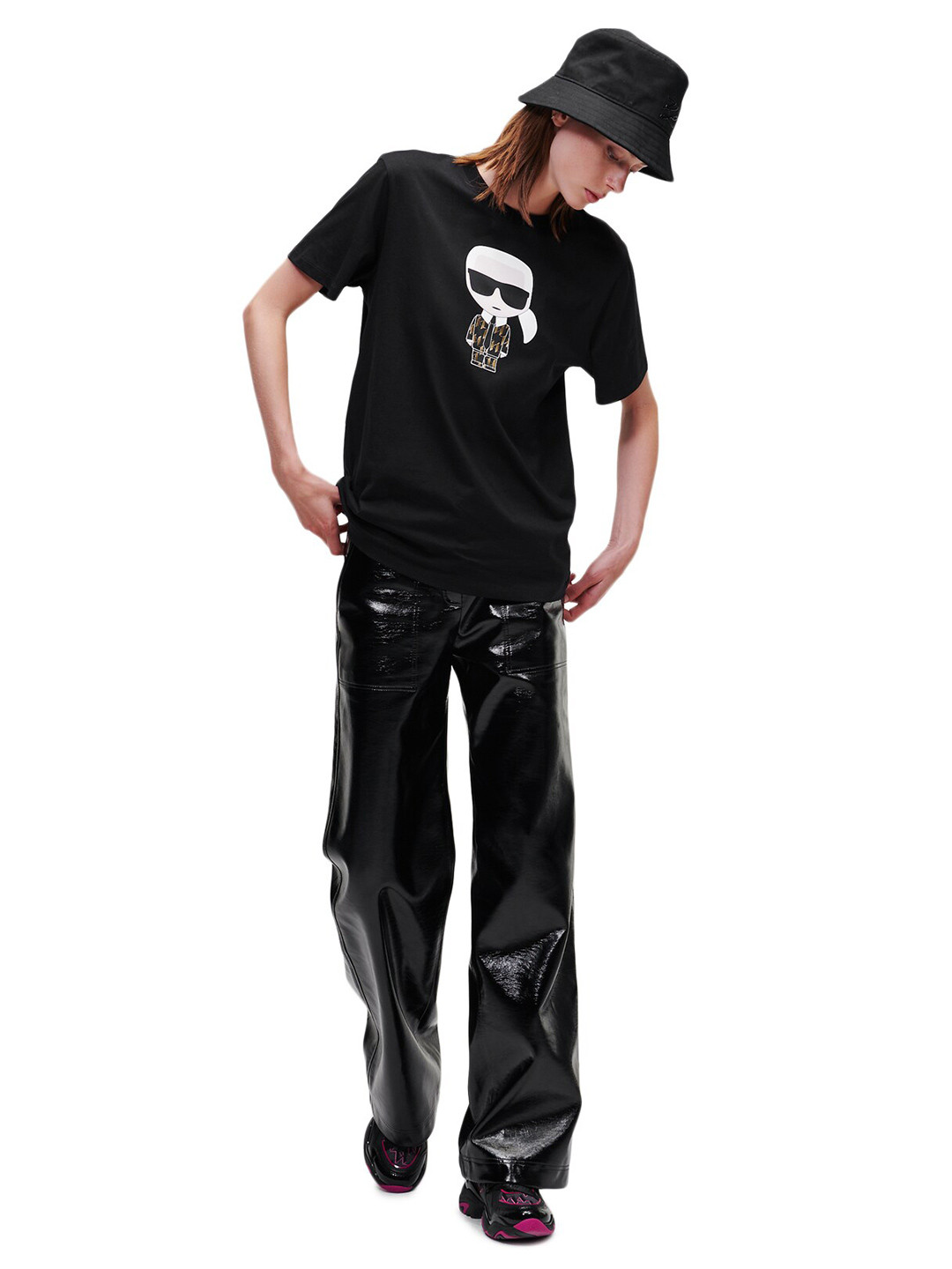 

Karl Lagerfeld Women Black Printed Pure Cotton T-shirt