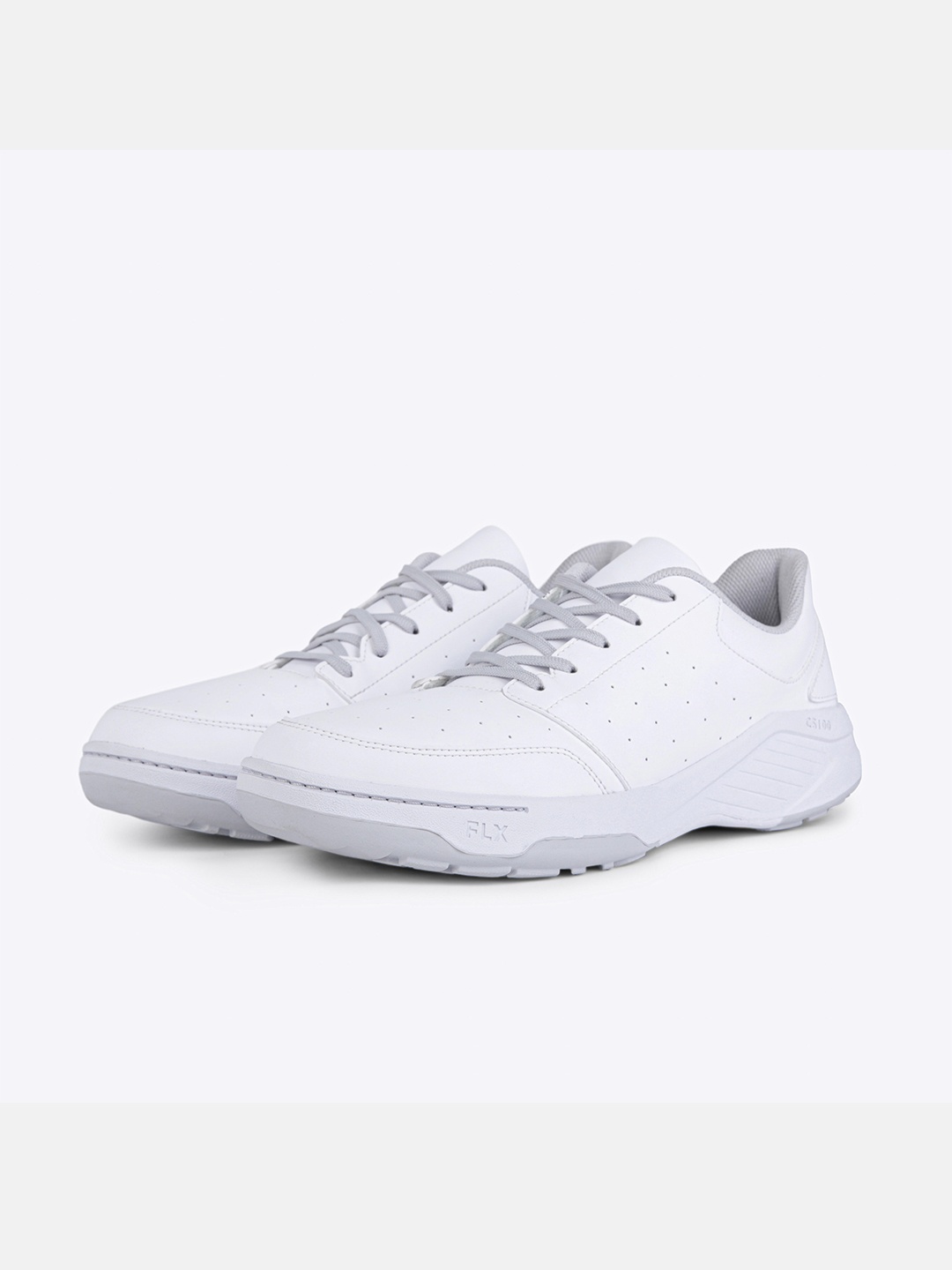 

FLX By Decathlon Kids White Grey Rubber Spike Hard Ground Cricket Shoes