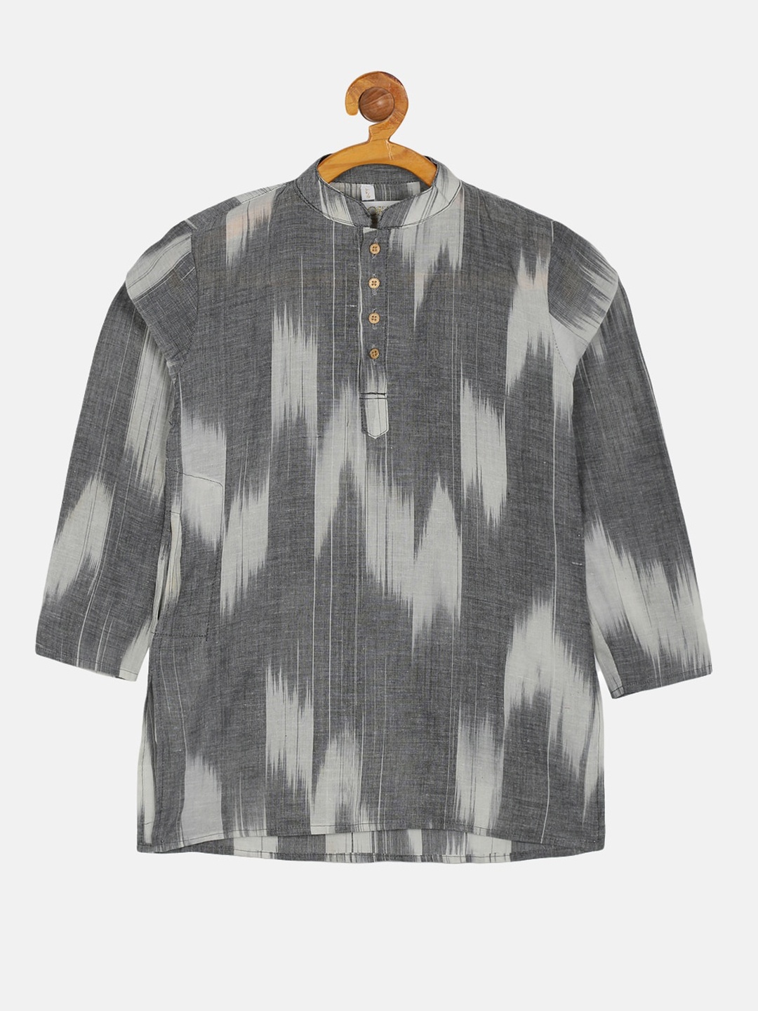 

PAROKSH Boys Grey Printed Khadi Handloom Kurta