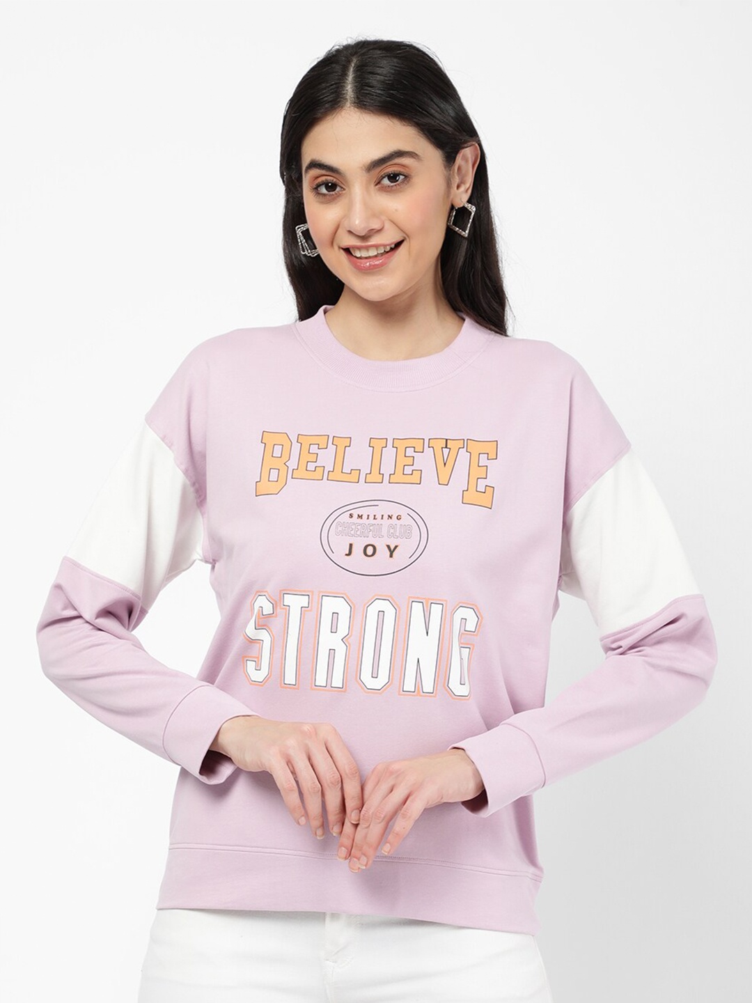 

R&B Women Lavender Printed Sweatshirt
