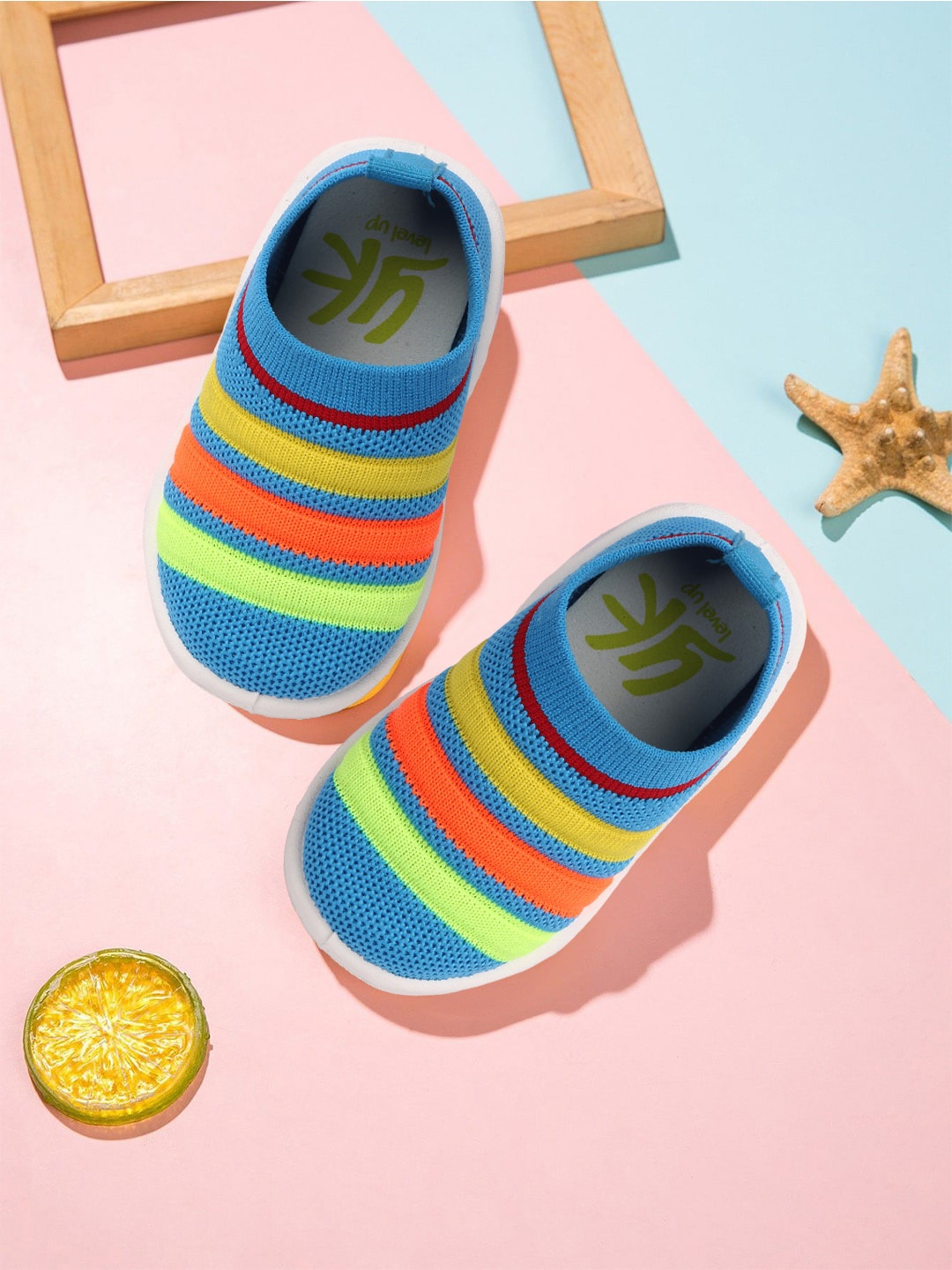 

YK Kids Colourblocked Textile Slip-On Sneakers, Blue