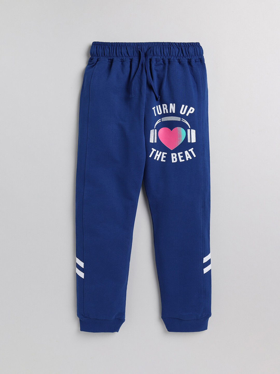 

Nottie Planet Girls Navy Blue Printed Pure Cotton Joggers
