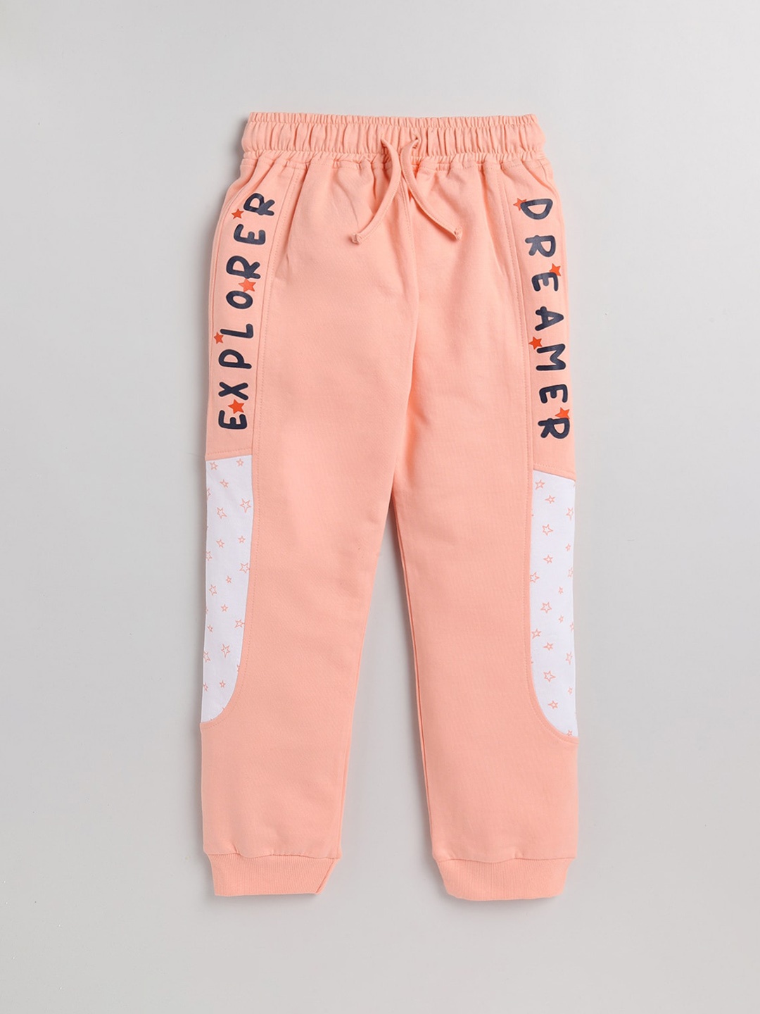 

Nottie Planet Girls Peach Printed Cotton Joggers