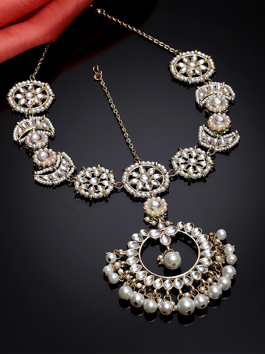 

KARATCART Gold-Plated & Kundan-Studded & Beaded Mathapatti
