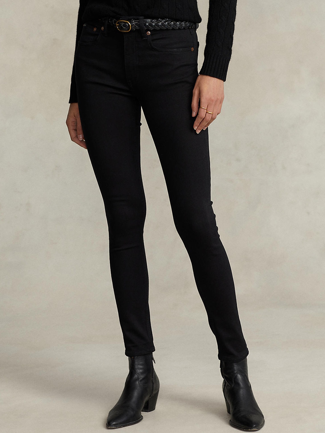 

Polo Ralph Lauren Women Black High-Rise Stretchable Jeans