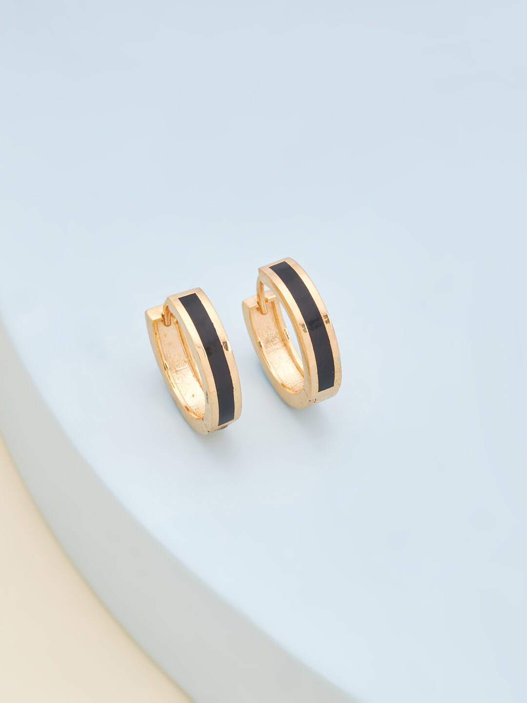 

Kushal's Fashion Jewellery Black And Gold Toned Circular Hoop Earrings
