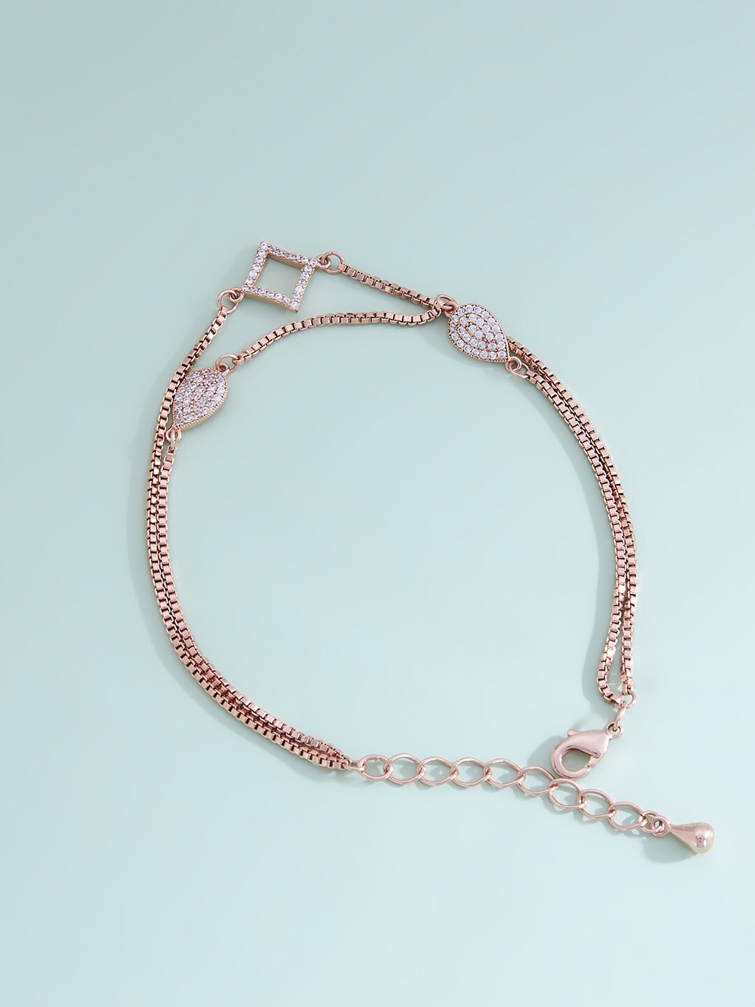 

Kushal's Fashion Jewellery Women Rose Gold & White Cubic Zirconia Rose Gold-Plated Cuff Bracelet