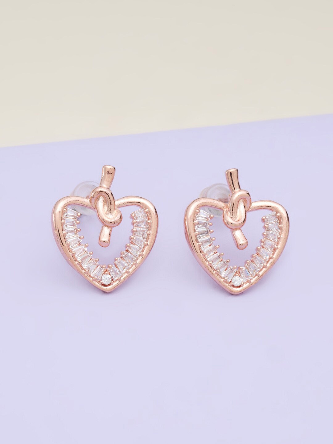 

Kushal's Fashion Jewellery White Heart Shaped Studs Earrings