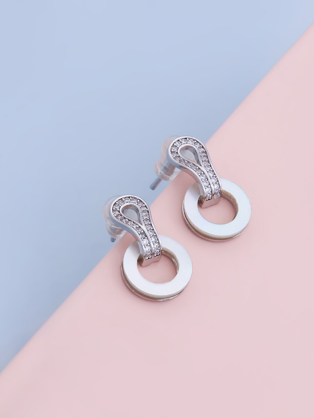 

Kushal's Fashion Jewellery White Circular Studs Earrings