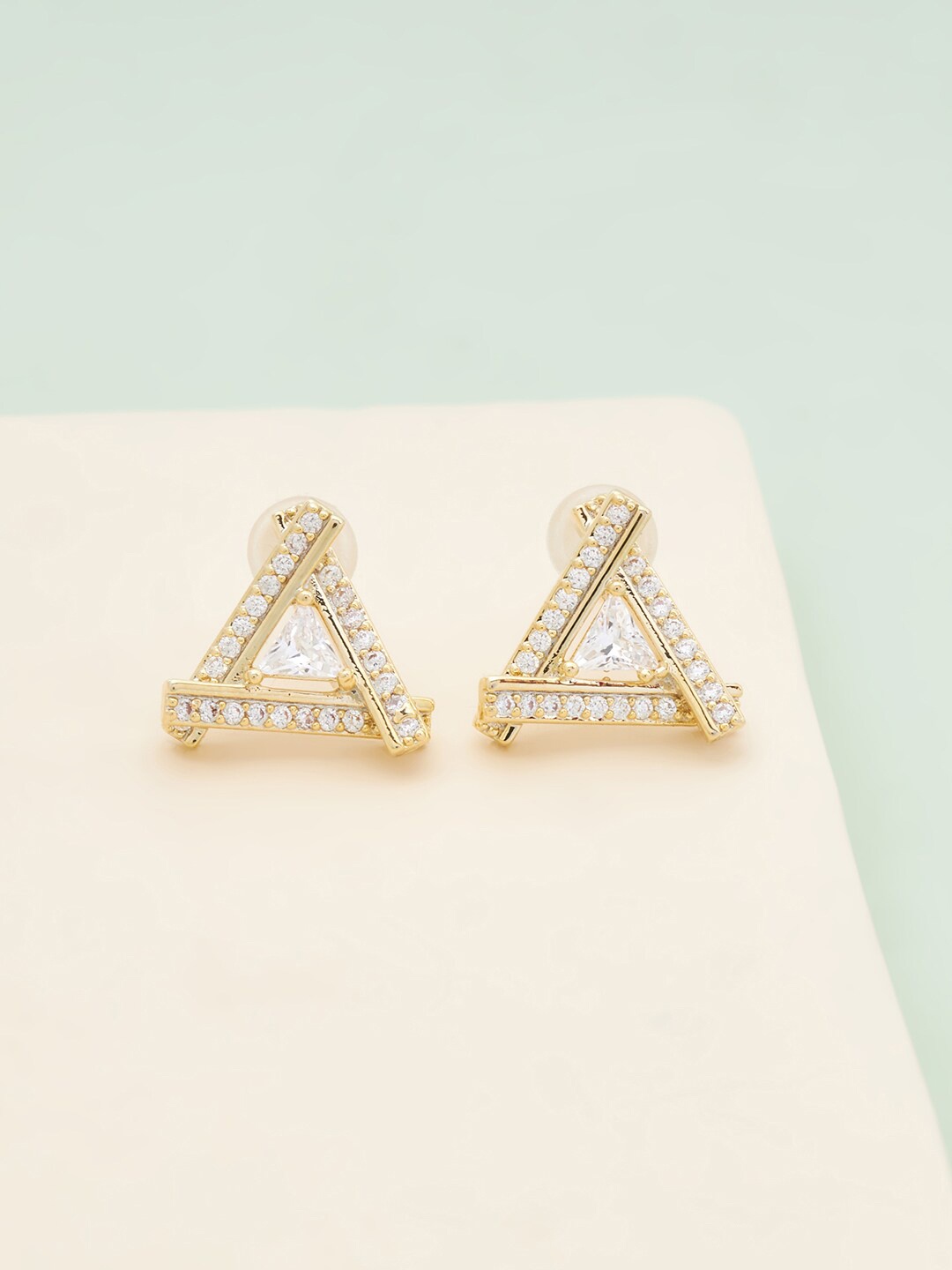 

Kushal's Fashion Jewellery Rose Gold Triangular Studs Earrings