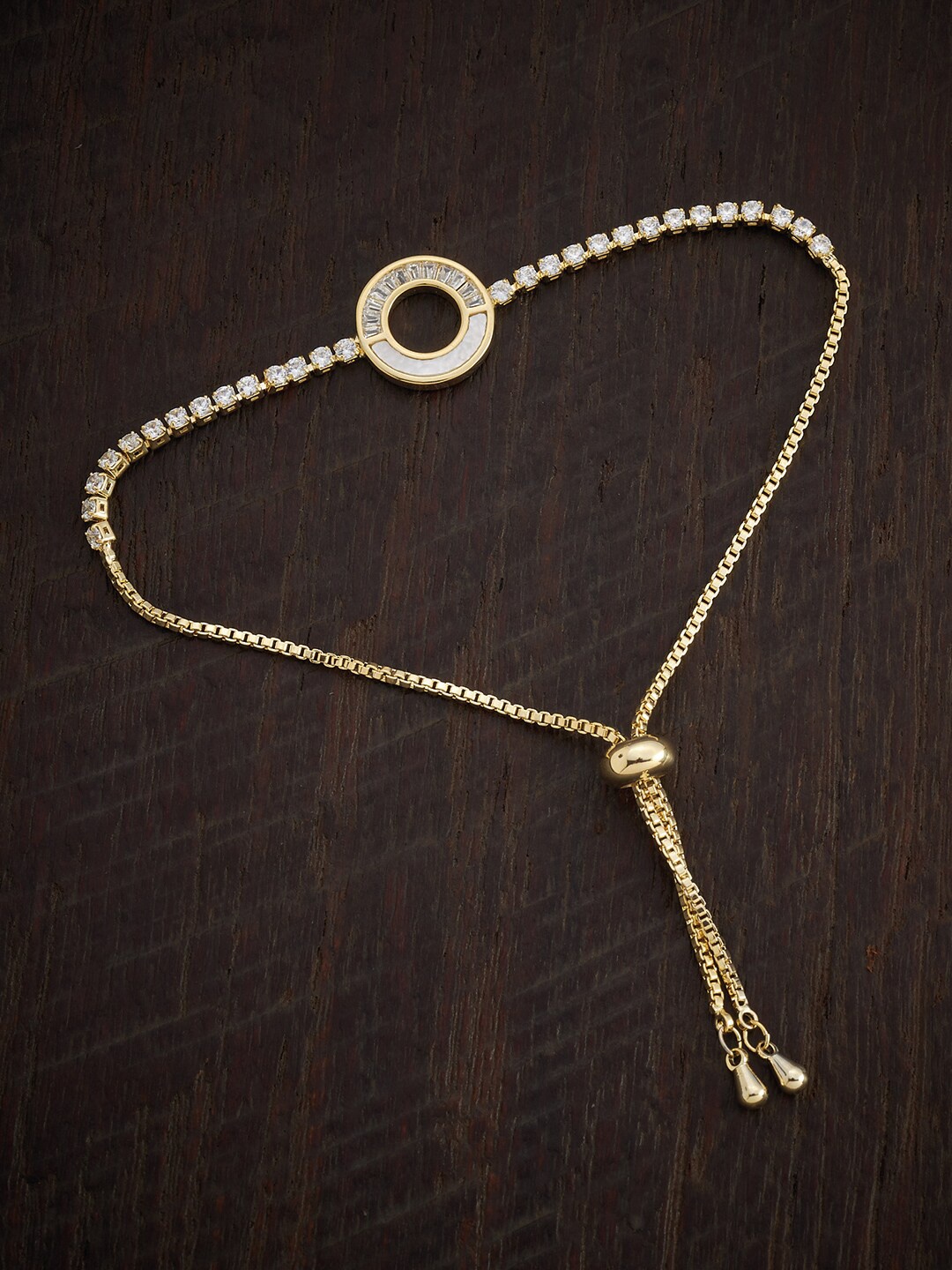 

Kushal's Fashion Jewellery Women Gold-Toned & White Cubic Zirconia Gold-Plated Wraparound Bracelet