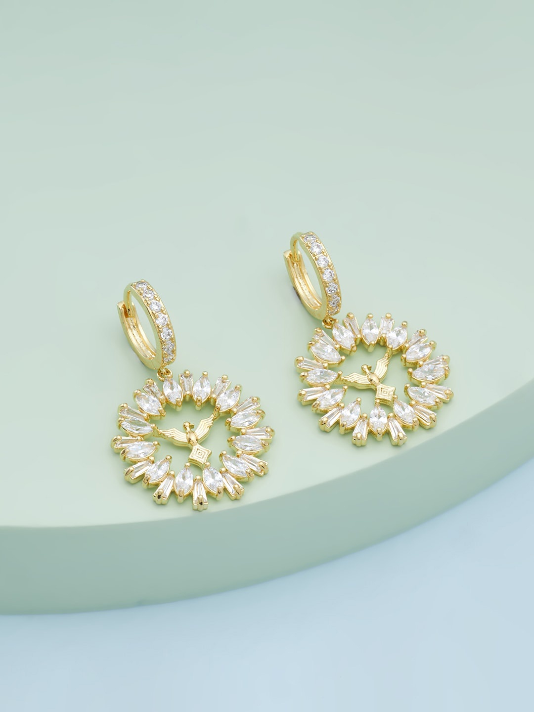 

Kushal's Fashion Jewellery Gold Plated Circular Drop Earrings