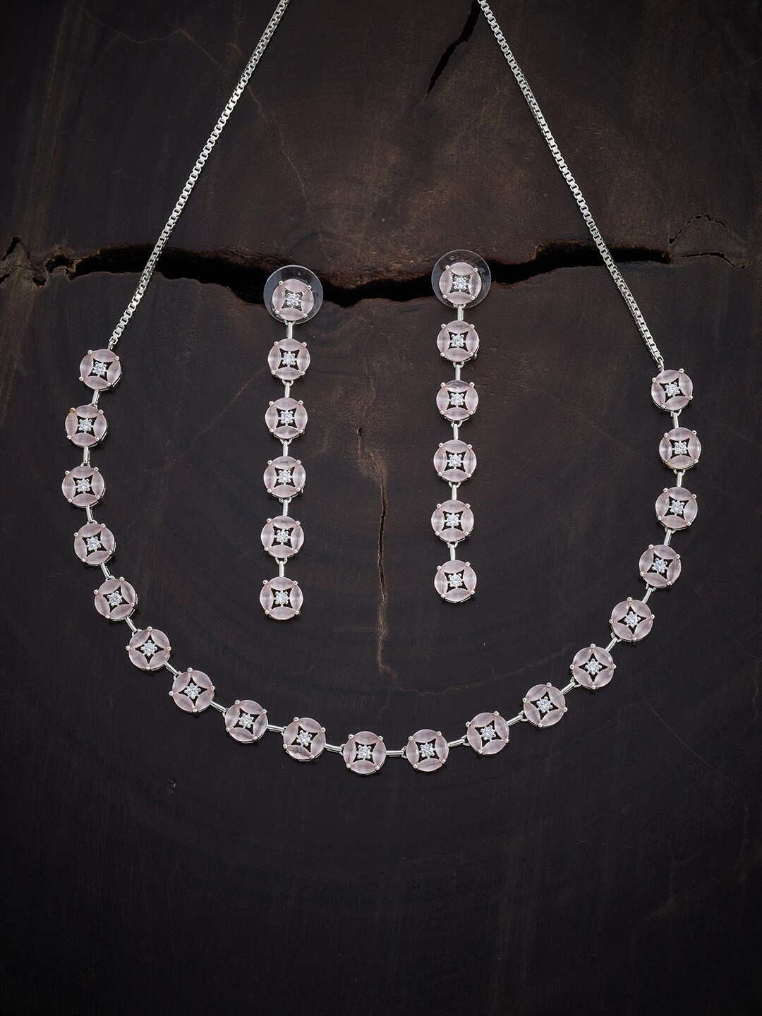 

Kushal's Fashion Jewellery Rhodium-Plated Silver-Toned & CZ Studded Jewellery Set