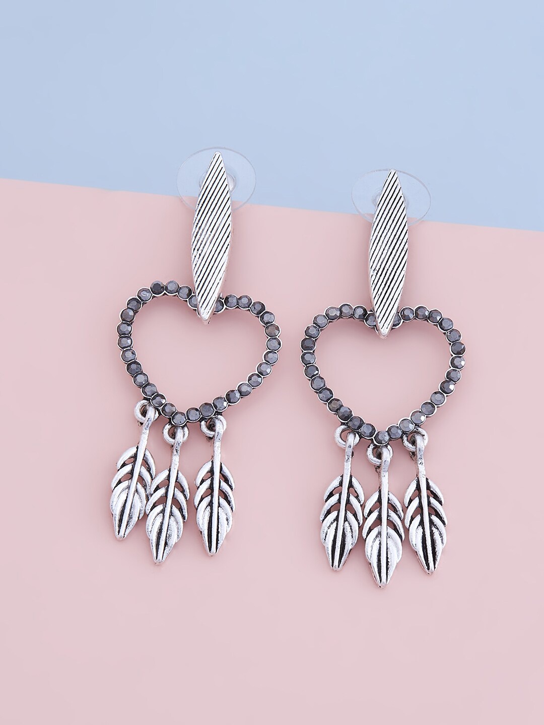 

Kushal's Fashion Jewellery Black Heart Shaped Drop Earrings