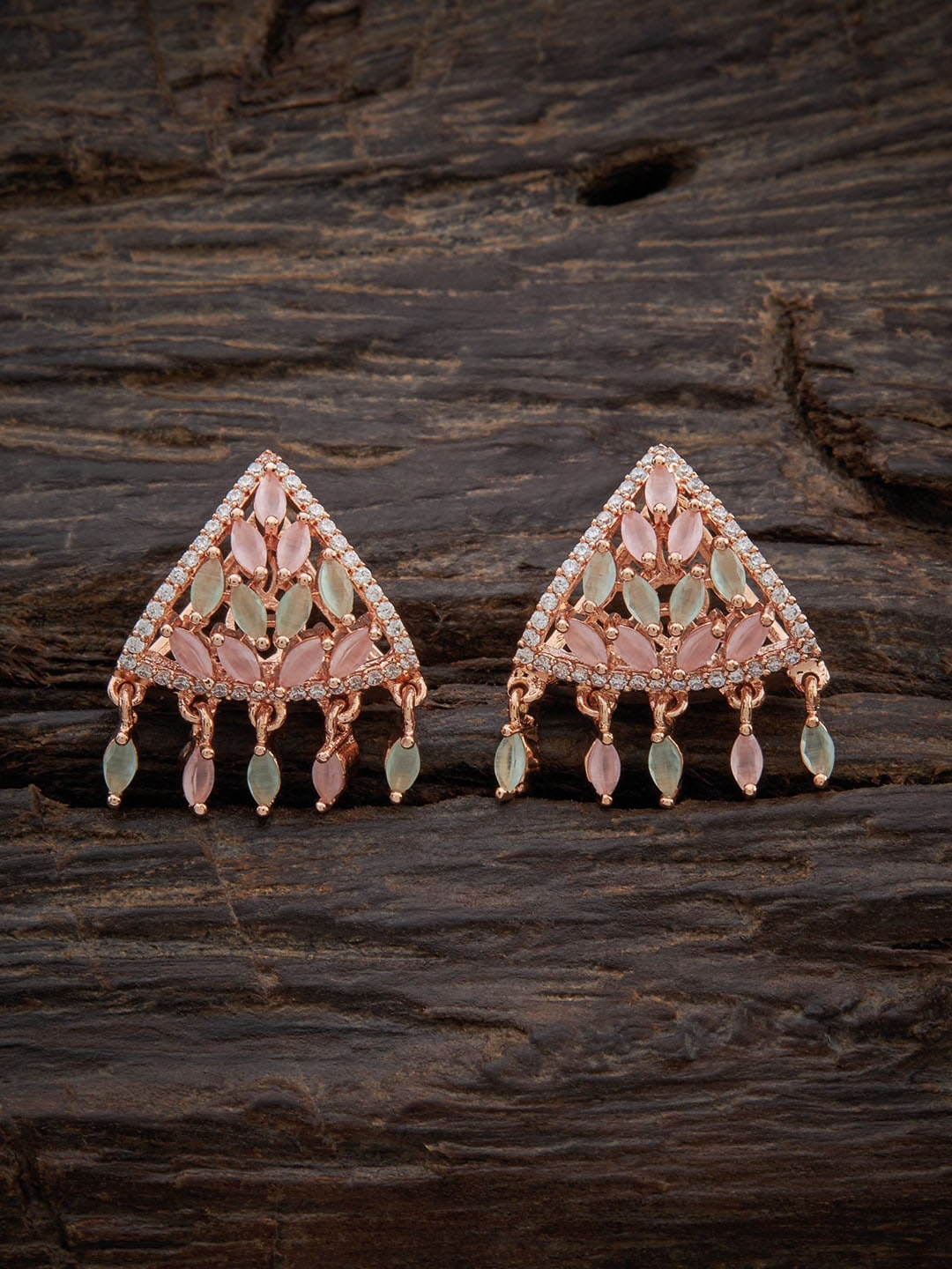 

Kushal's Fashion Jewellery Pink Triangular Studs Earrings