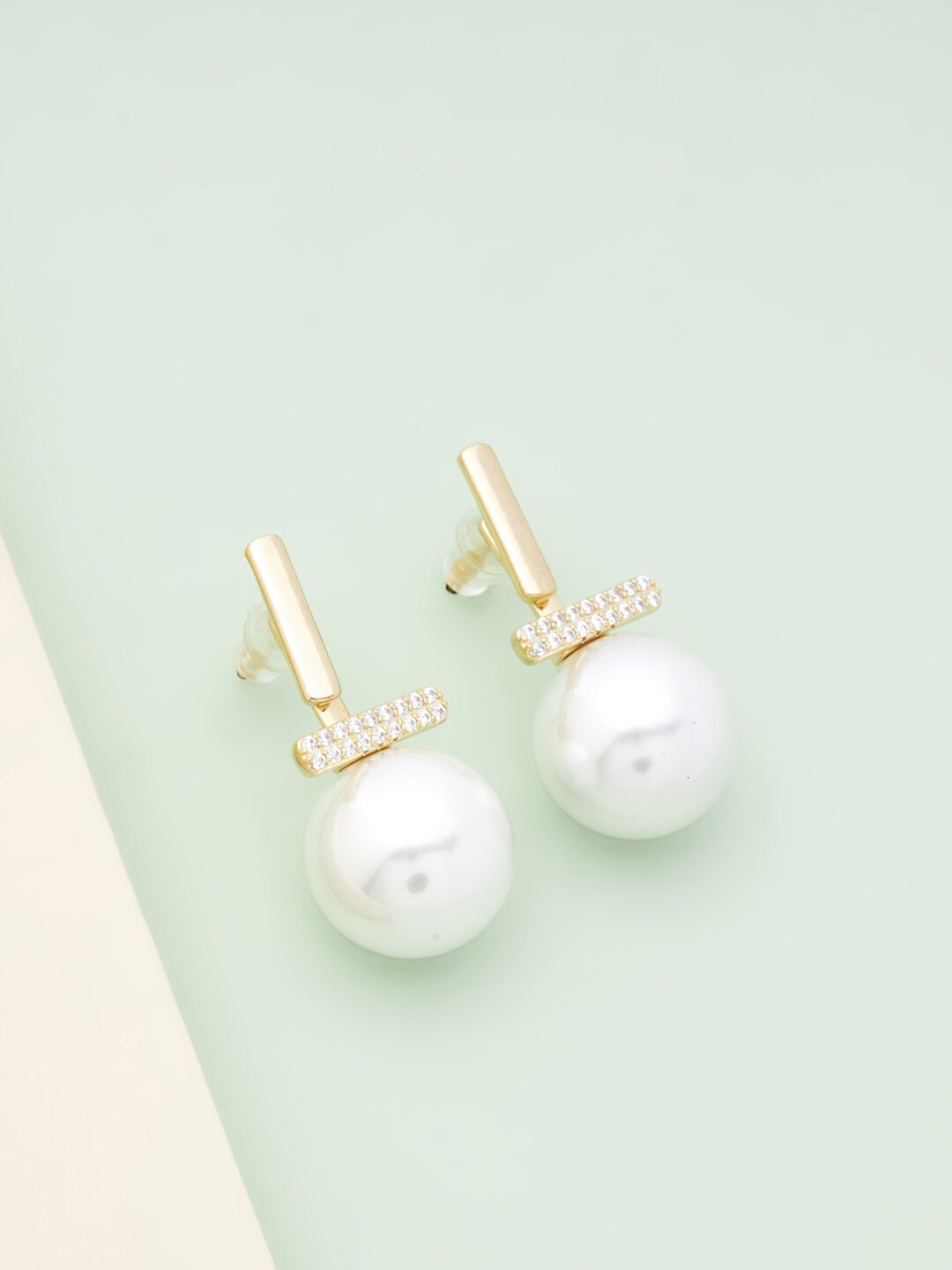 

Kushal's Fashion Jewellery White Spherical Drop Earrings
