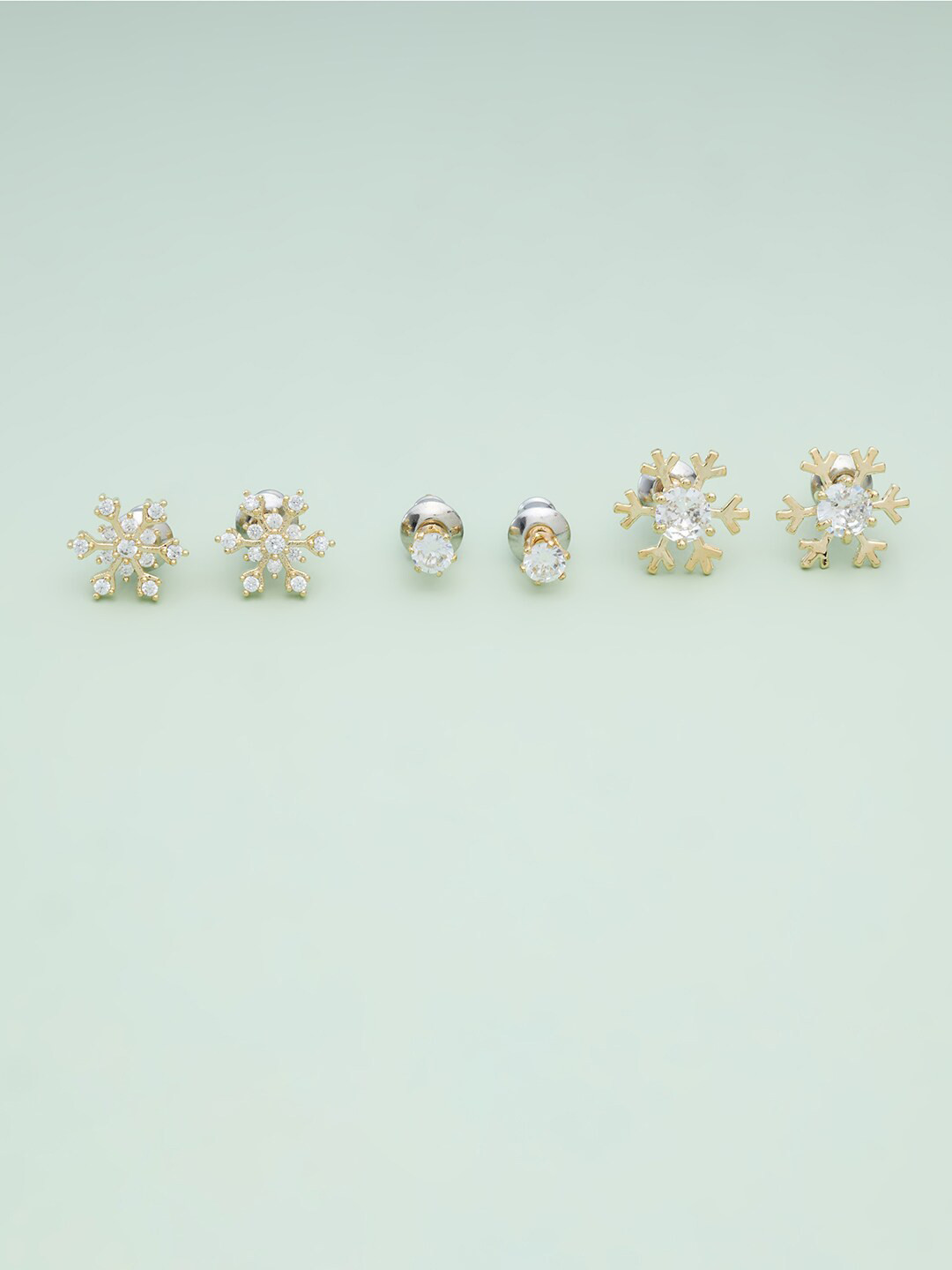 

Kushal's Fashion Jewellery Pack Of 3 Gold-Plated & White Floral Studs Earrings