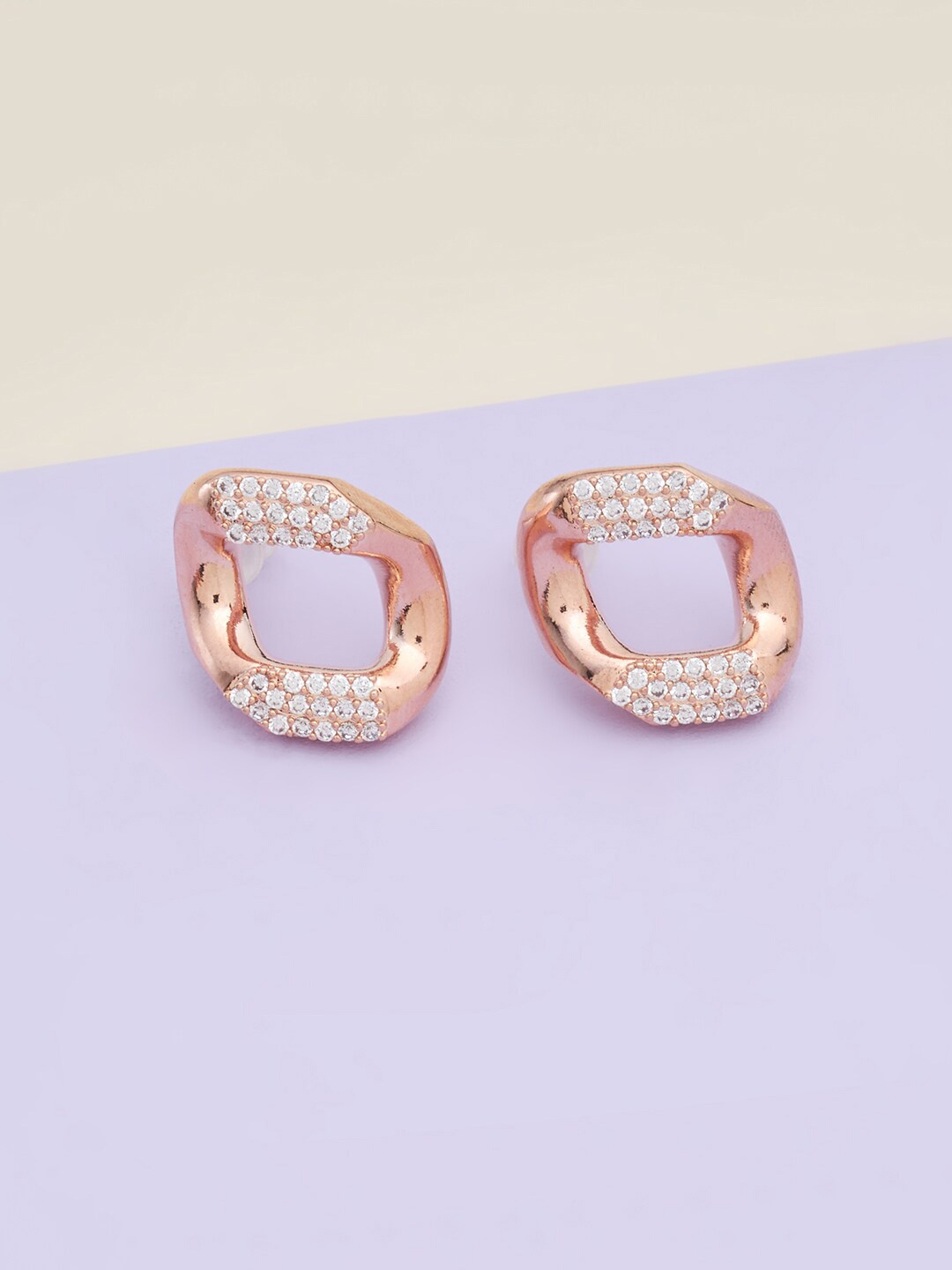 

Kushal's Fashion Jewellery Rose Gold Contemporary Studs Earrings
