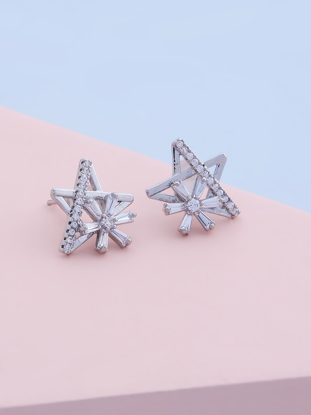 

Kushal's Fashion Jewellery White Star Shaped Studs Earrings
