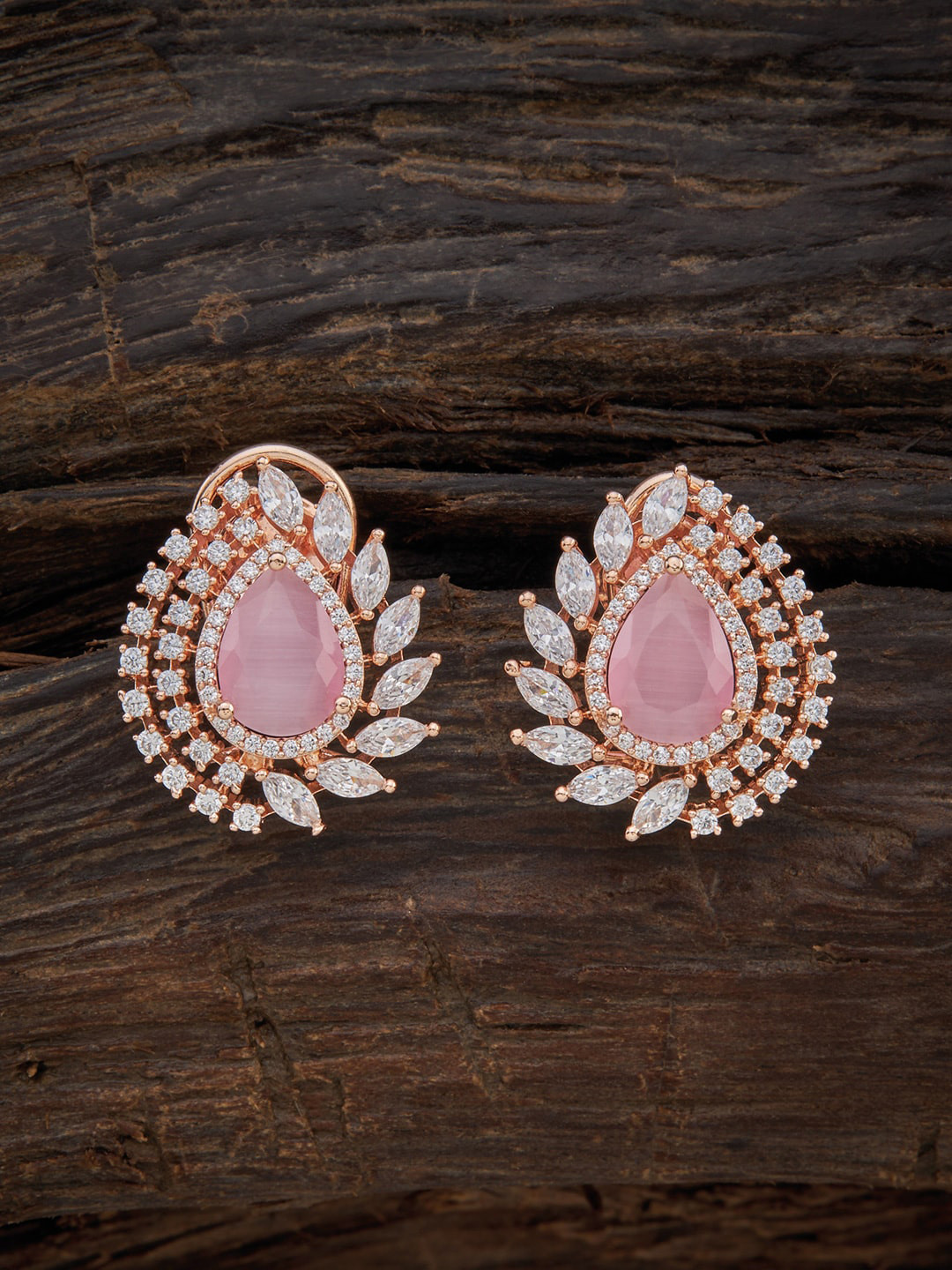 

Kushal's Fashion Jewellery Pink Teardrop Shaped Studs Earrings