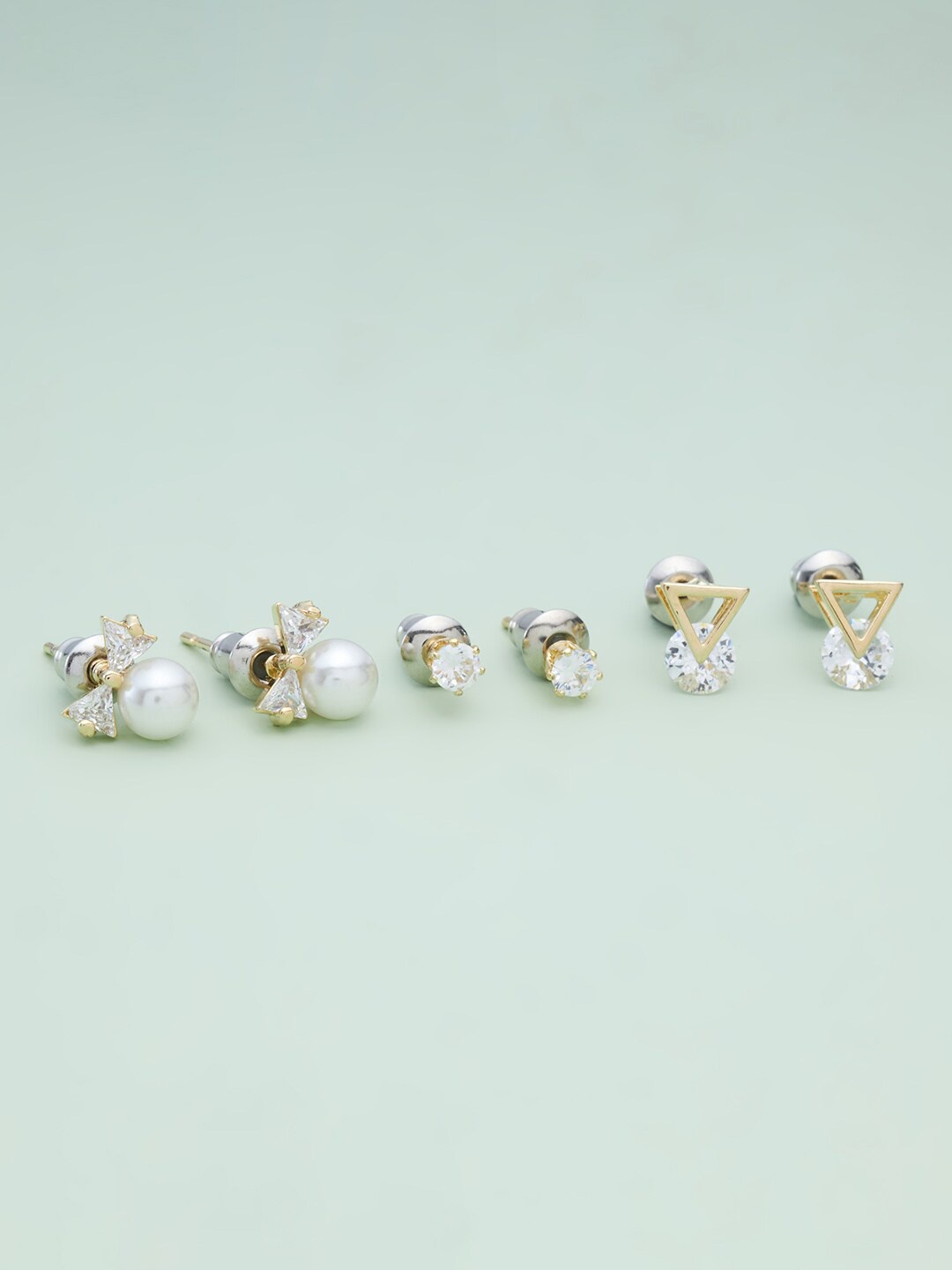 

Kushal's Fashion Jewellery White Triangular Studs Earrings