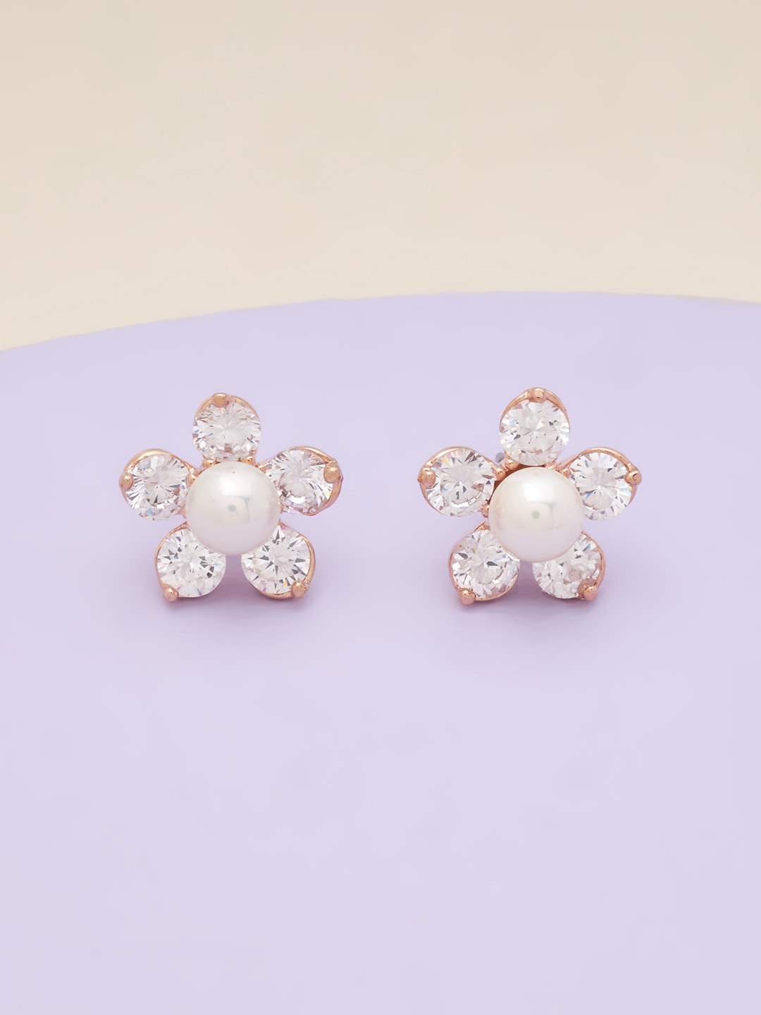 

Kushal's Fashion Jewellery White Floral Studs Earrings