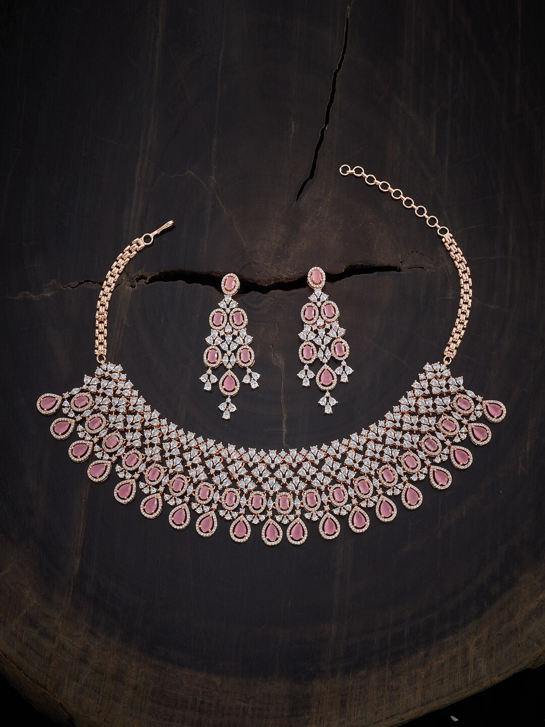 

Kushal's Fashion Jewellery Women Pink Necklace Set With Sparkling Cubic Zirconia Jewellery Set