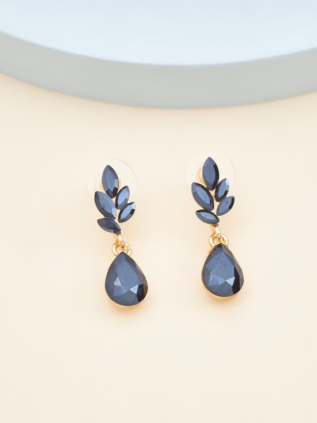 

Kushal's Fashion Jewellery Gold Plated Teardrop Shaped Studs Earrings, Black