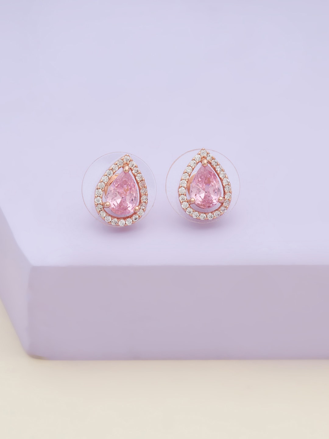 

Kushal's Fashion Jewellery Women Pink Teardrop Shaped Studs Earrings