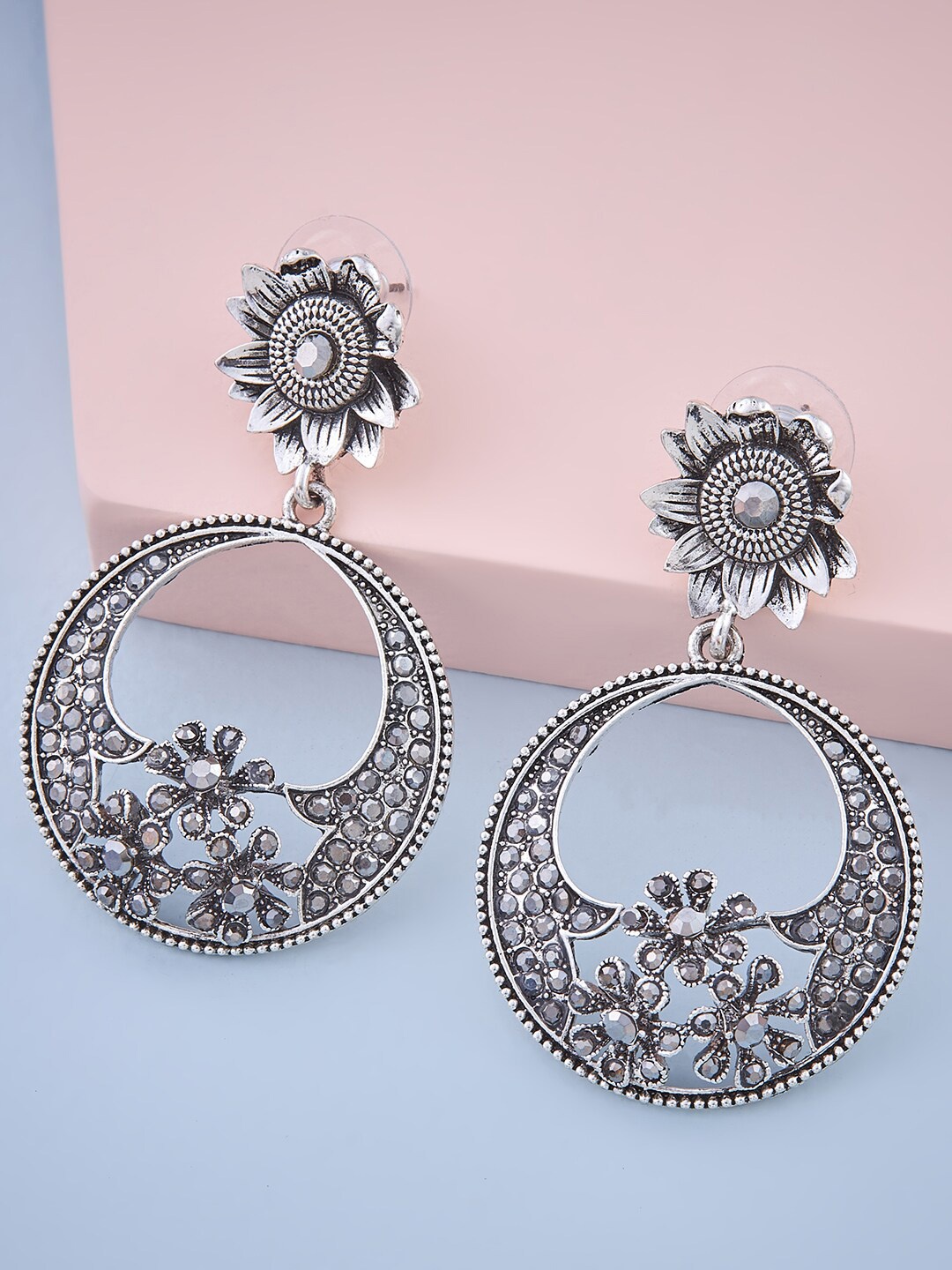 

Kushal's Fashion Jewellery Women Black Circular Drop Earrings