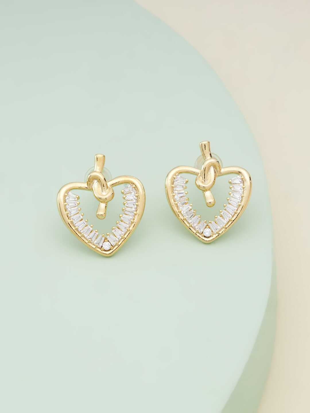 

Kushal's Fashion Jewellery Heart Shaped Gold-Plated Studs Earrings, White
