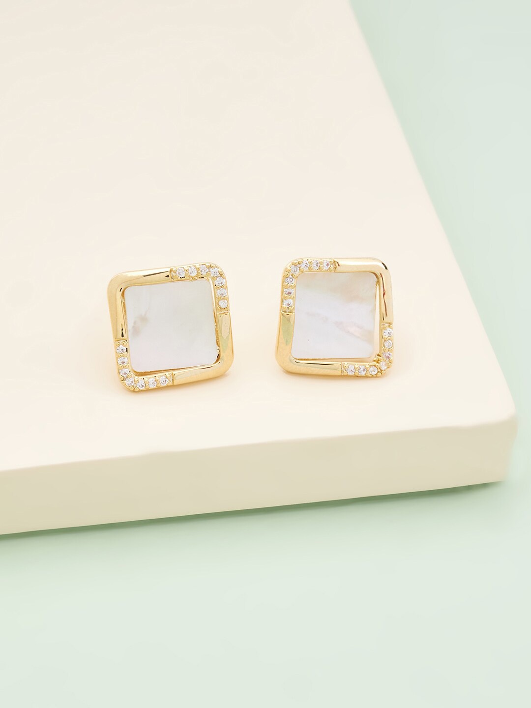 

Kushal's Fashion Jewellery White Square Studs Earrings