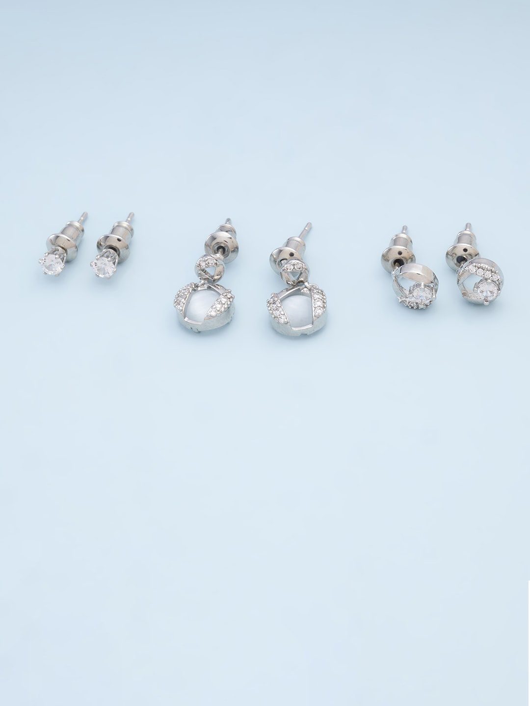 

Kushal's Fashion Jewellery Pack Of 3 Women Grey Circular Studs Earrings