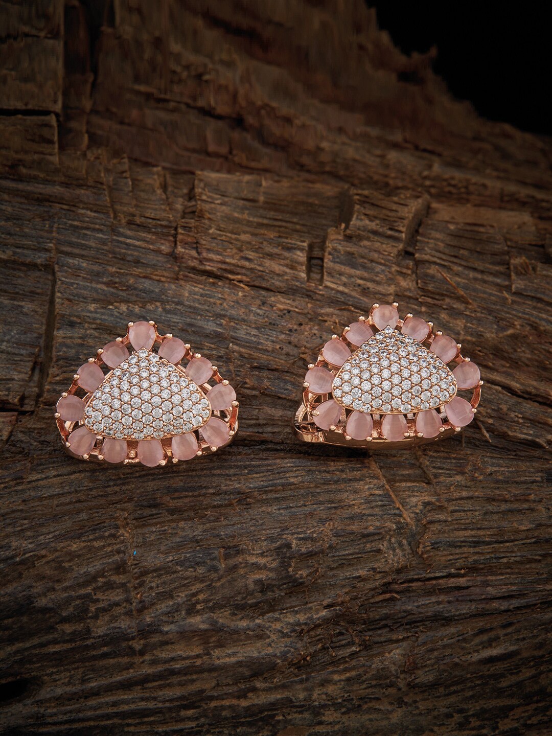 

Kushal's Fashion Jewellery Rose Gold-Plated Floral Studs Earrings, Pink